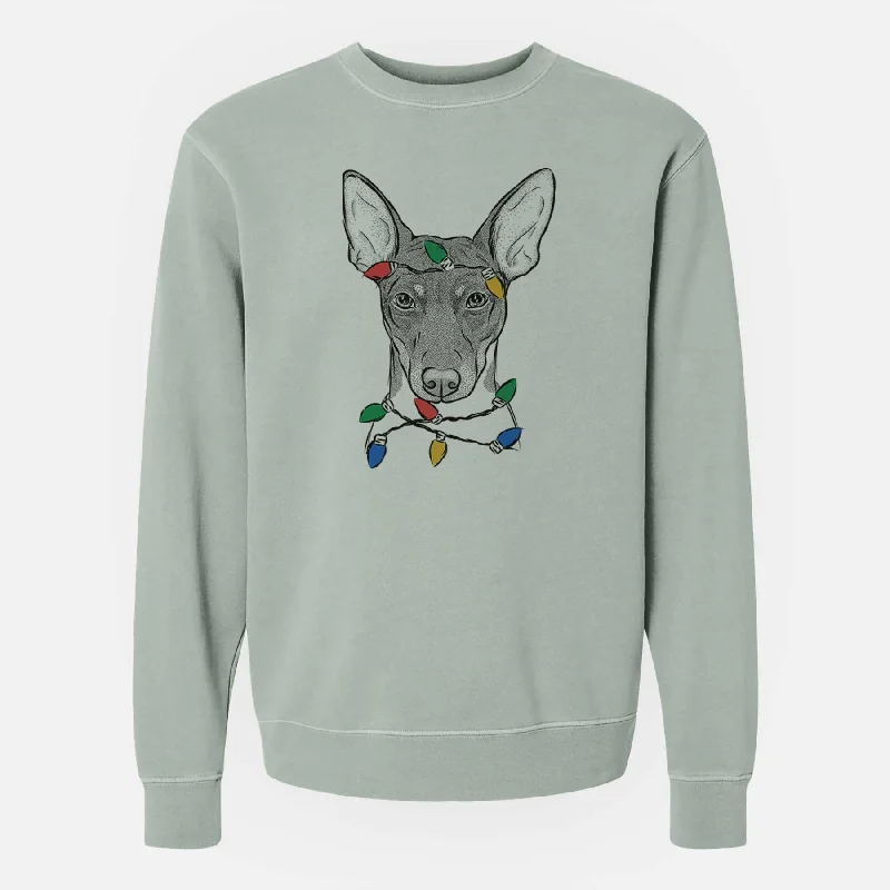 Christmas Lights Knox the Rat Terrier - Unisex Pigment Dyed Crew Sweatshirt Women’s Oversized Hoodie