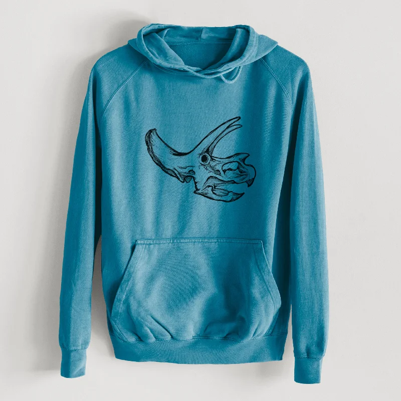 Triceratops Skull  - Mid-Weight Unisex Vintage 100% Cotton Hoodie Casual Hoodie Sweatshirt Look